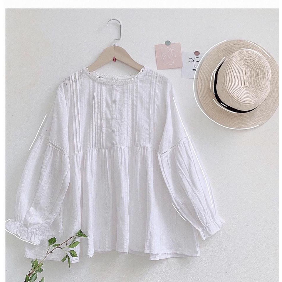[Áo bầu công sở]Áo babydoll trắng