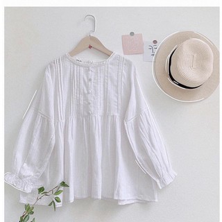 [Áo bầu công sở]Áo babydoll trắng