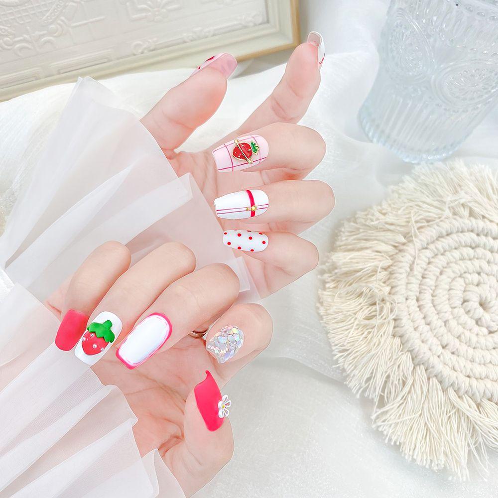 Phụ Kiện Trang Trí Móng Tay 3D Hình Hoa / Dâu Tây Ba Chiều Nhiều Màu Sắc Ngọt Ngào