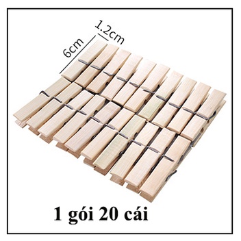 Sét 20 Kẹp gỗ kẹp quần áo 6x1,2cm