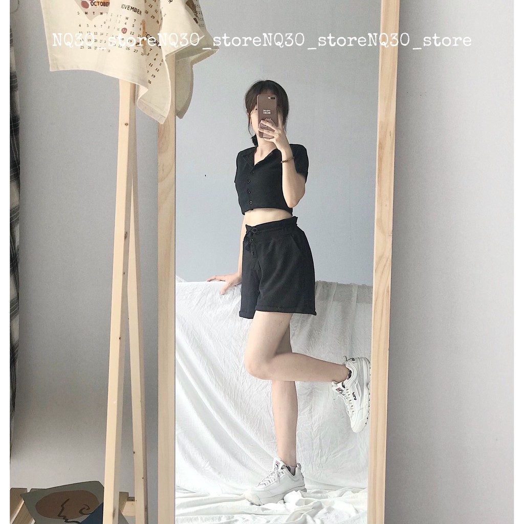 Quần Short Cạp Cao Nỉ Chân Cua Nữ Ullzang | BigBuy360 - bigbuy360.vn