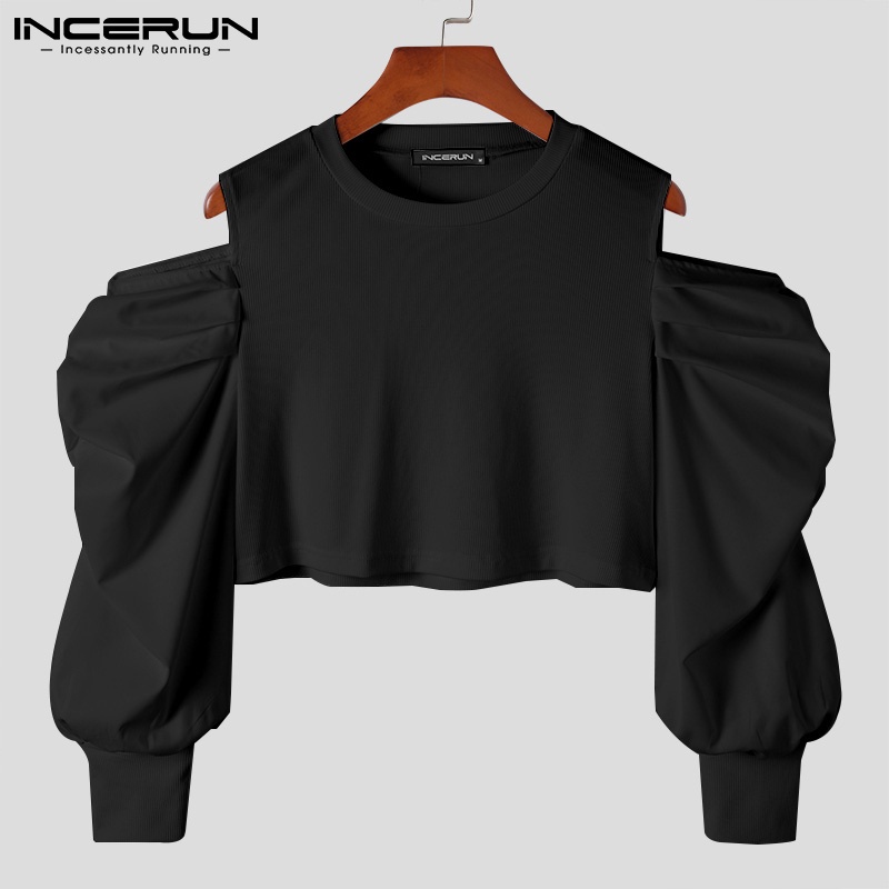 Áo croptop nam INCERUN tay dài phồng phong cách phương Tây thời trang