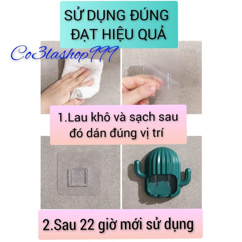 Kệ kẹp bàn chải đánh răng hình cây xương rồng có nhánh treo phụ kiện phòng tắm ( 1 CÁI)