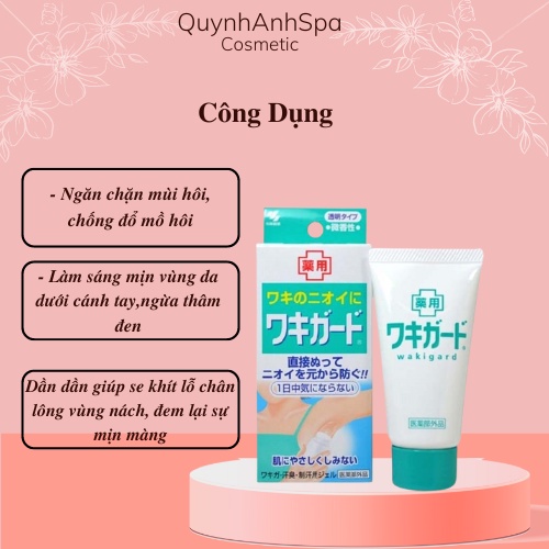 Lăn Khử Mùi hôi nách , dạng gel 50g nhỏ gọn , Nhật Bản wakigard quynhanhspa20