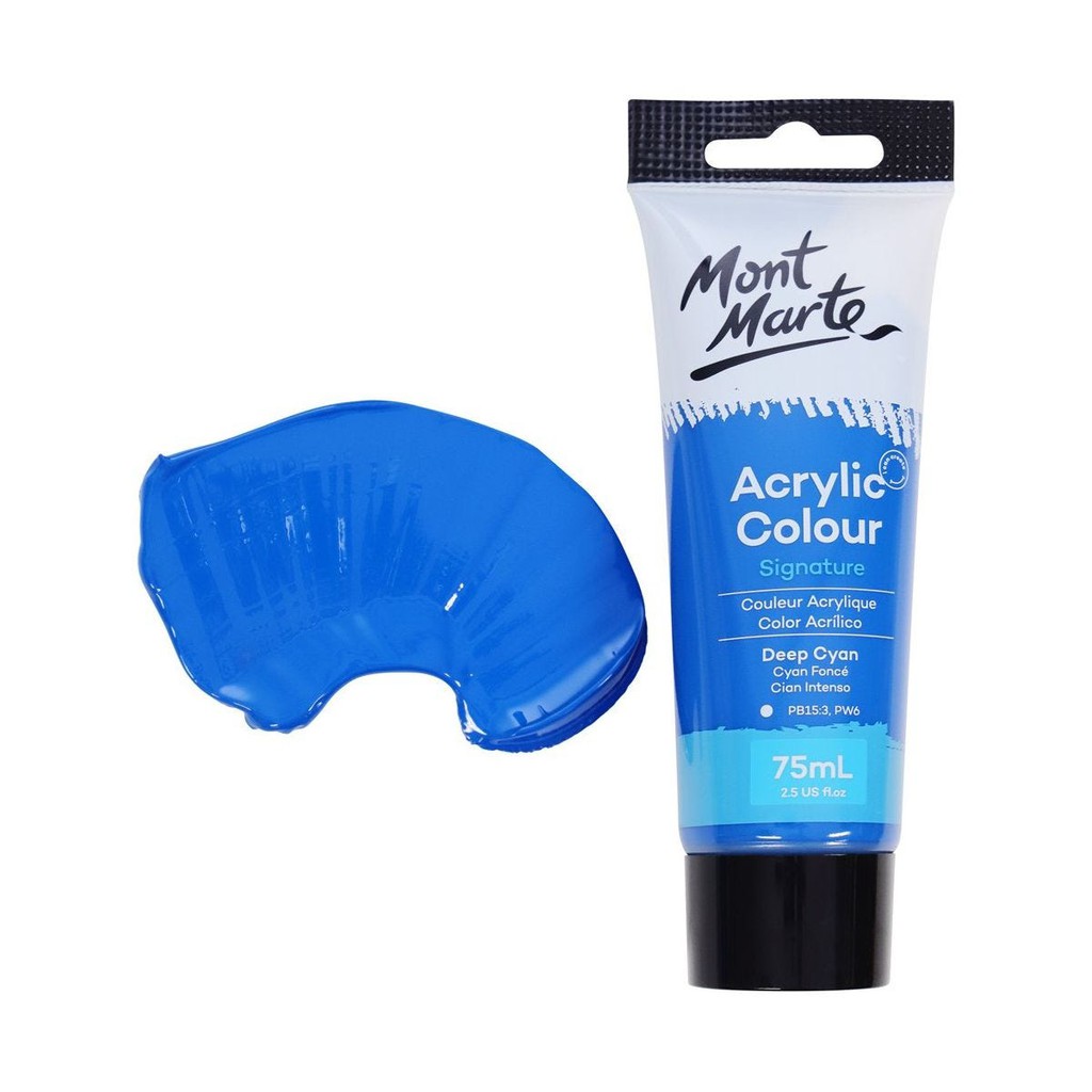 Màu Acrylic Mont Marte 75ml - Deep Cyan - Acrylic Colour Paint Signature 75ml (2.54oz) - MSCH7518