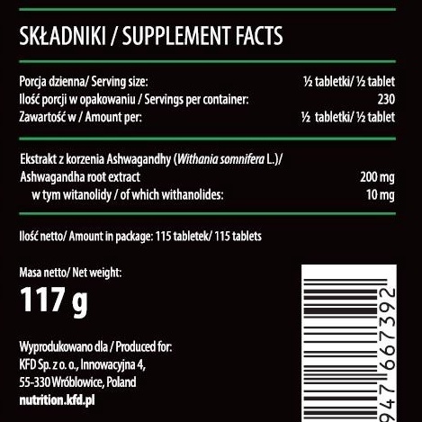 KFD K66 ASHWAGANDHA A66, NHÂN SÂM ẤN ĐỘ, VIÊN UỐNG TĂNG CƯỜNG SỨC KHỎE NAM GIỚI (115 VIÊN)