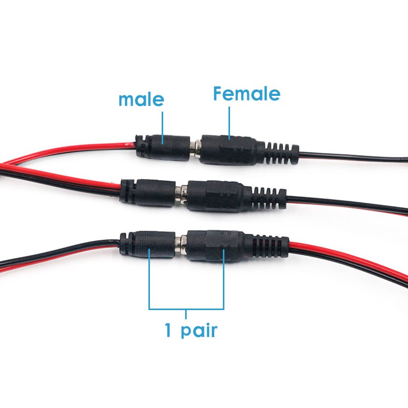 Set 5 dây cáp nguồn DC đầu cắm/ lỗ cắm/ cả đầu cắm và lỗ cắm 5.5x2.1mm 5A tiện lợi