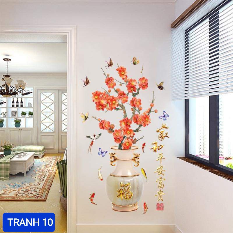 [12 Mẫu] Tranh Hoa 3D Dán Tường, Decor Nhà Cửa, Đẹp Như Tranh Vẽ