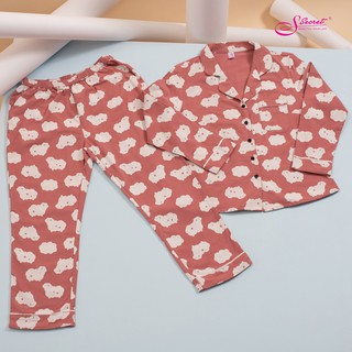 Bộ đồ mặc nhà mùa đông màu hồng trắng S sweeten your life