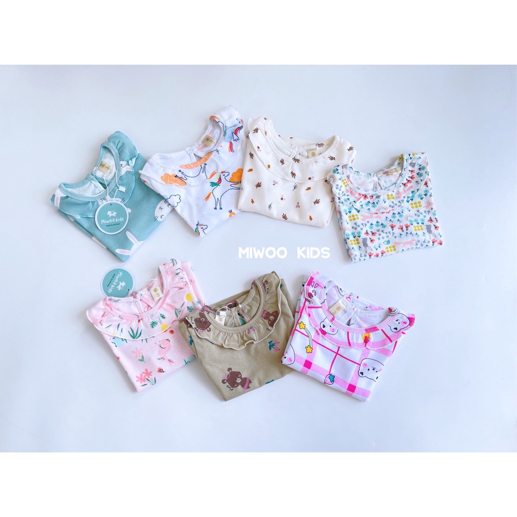 Bộ bé gái viền cổ họa tiết xinh xắn mùa hè HM190