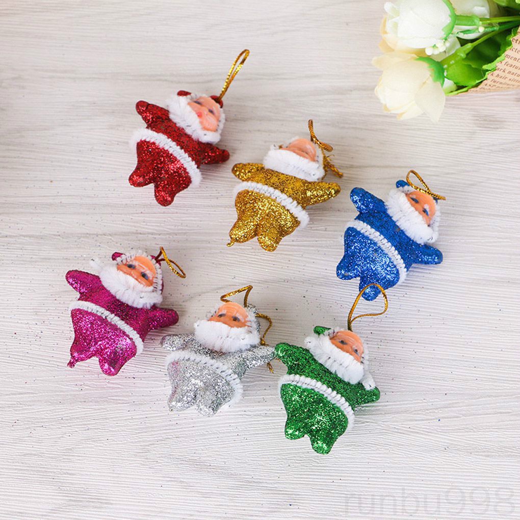 Set 6 Phụ Kiện Treo Trang Trí Cây Thông Noel Hình Ông Già Noel Nhiều Màu Sắc 98