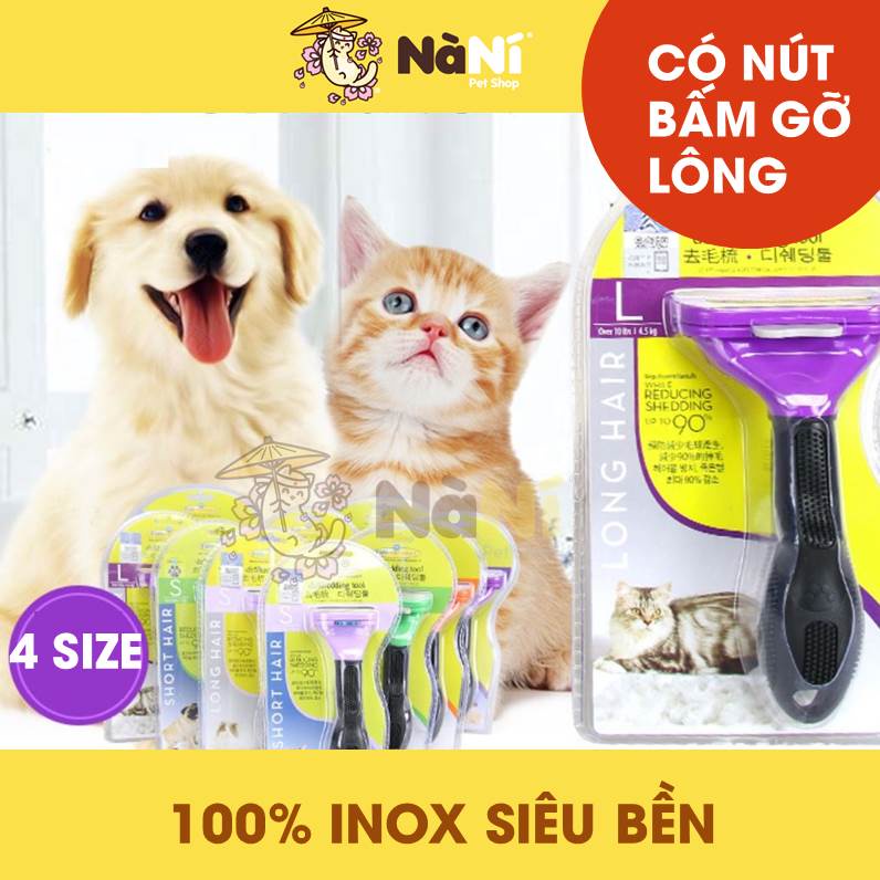 Lược FURminator - Lược chải lông chó mèo lấy lông rụng siêu đỉnh - Có size cún siêu bự, mèo anh lông ngắn - Nanipetshop