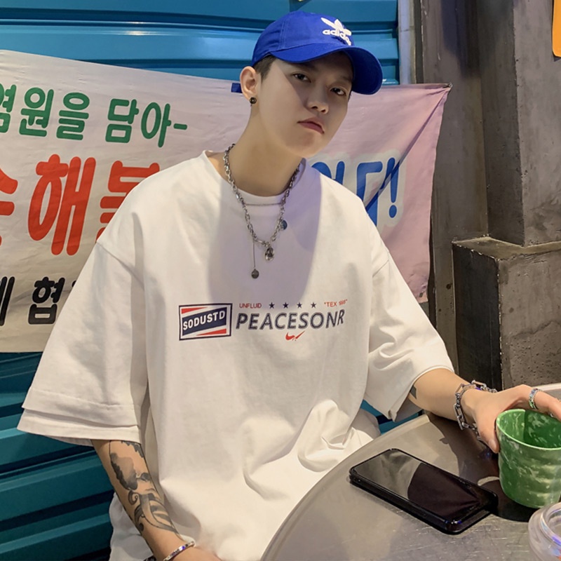Áo Thun Tay Ngắn Dáng Rộng Thời Trang Mùa Hè Phong Cách Hàn Quốc Cho Nam