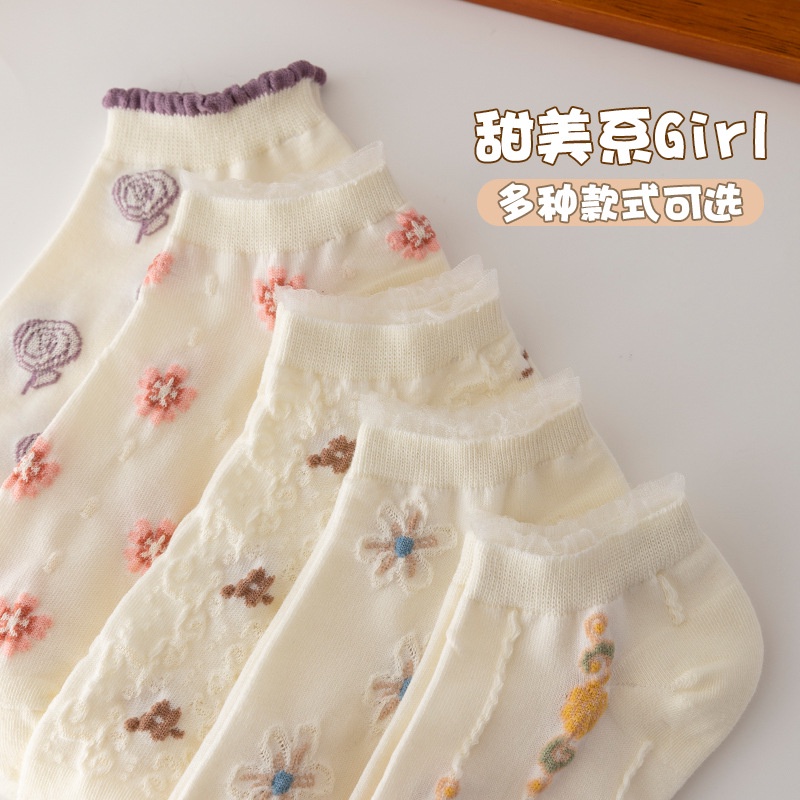 Vớ Cotton Cổ Thấp In Họa Tiết Nổi Phong Cách Nhật Bản Dễ Thương Thời Trang Cho Nữ