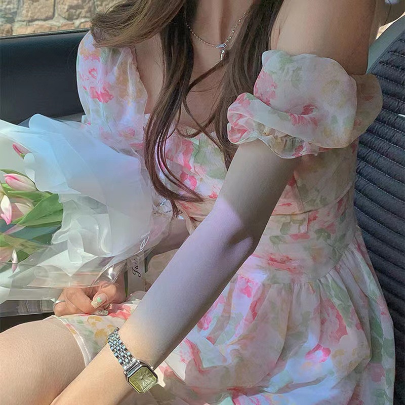 Đầm Ngắn In Họa Tiết Tranh Sơn Dầu Phong Cách Mới Thời Trang Mùa Hè Dành Cho Nữ 2022