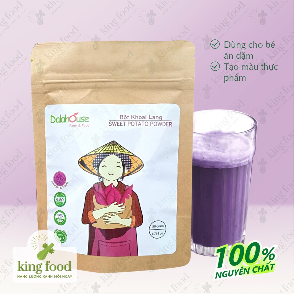 Bột khoai lang tím Dalahouse 100% nguyên chất, tạo màu thực phẩm và tốt cho bé ăn dặm - Túi 50g