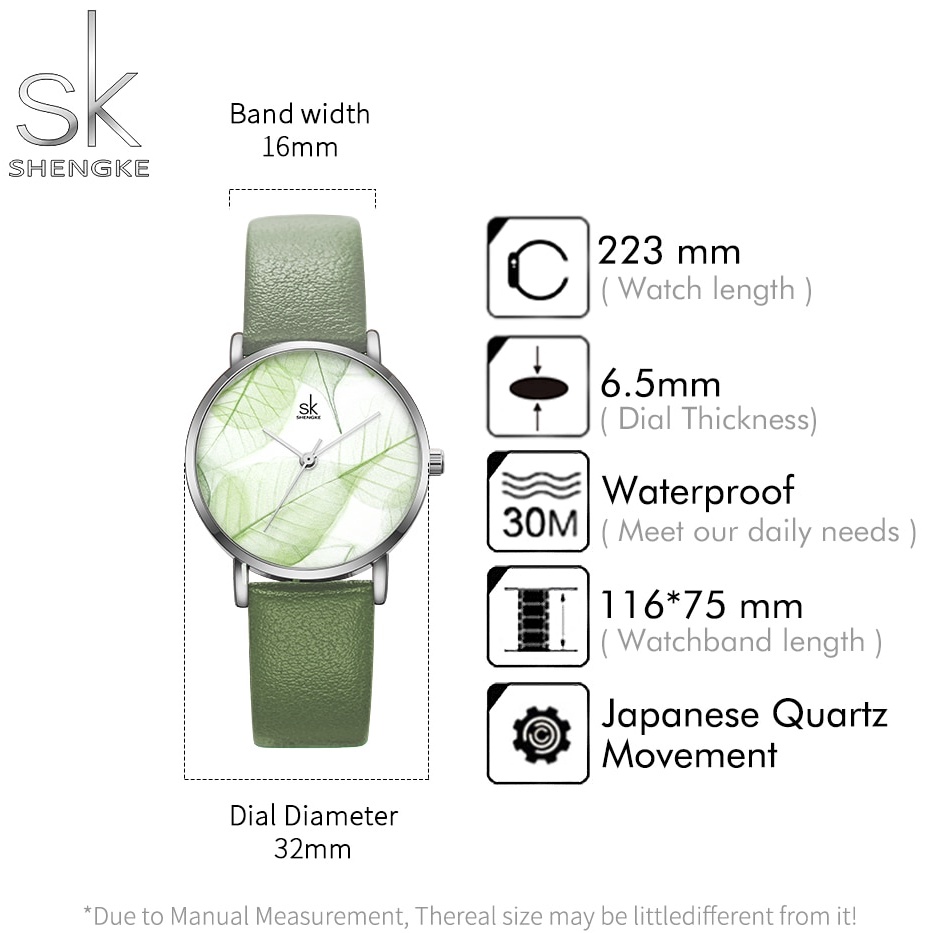 Đồng hồ đeo tay Shengke K0108 màu xanh lá cây thiết kế thạch anh đơn giản sang trọng cho nữ | BigBuy360 - bigbuy360.vn