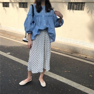 [Ảnh thật ]  Áo dài tay bèo nhúm