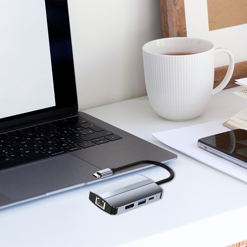 Bộ Chia Cổng USB Type C 5G Rj45 Bằng Hợp Kim Nhôm Chuyên Dụng