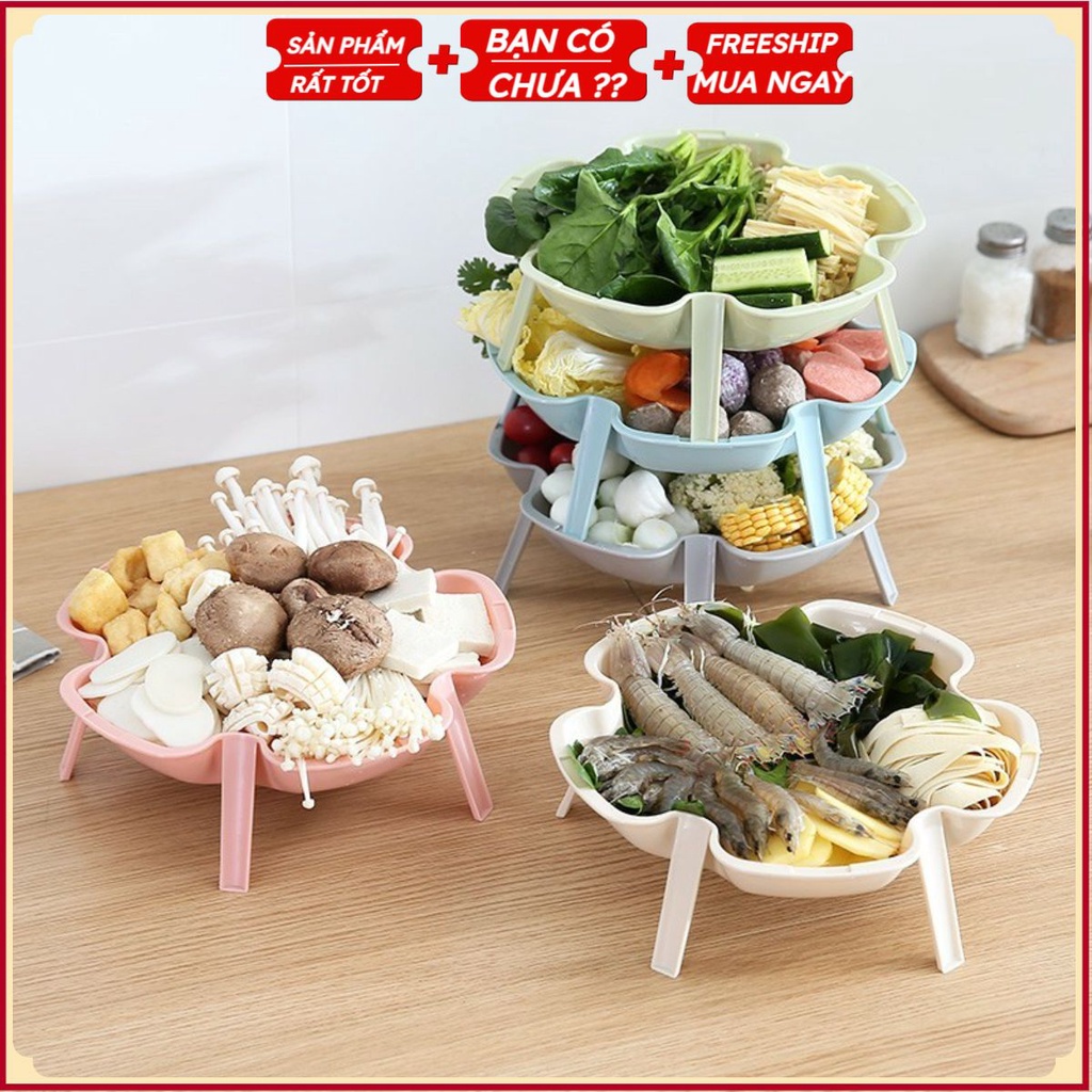 PVN15077 Đĩa Nhựa Tròn To Xếp Tầng Đa Năng Thích Hợp Cho Việc Để Hoa Quả, Ăn Lẩu T2