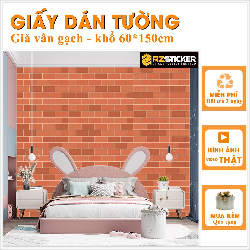 Decal Dán Tường Giả Gạch Mã M7 Kích Thước 60*150 | Giấy Dán Tường Chống Thấm Nước Dễ Dàng Chùi Rửa Vệ Sinh