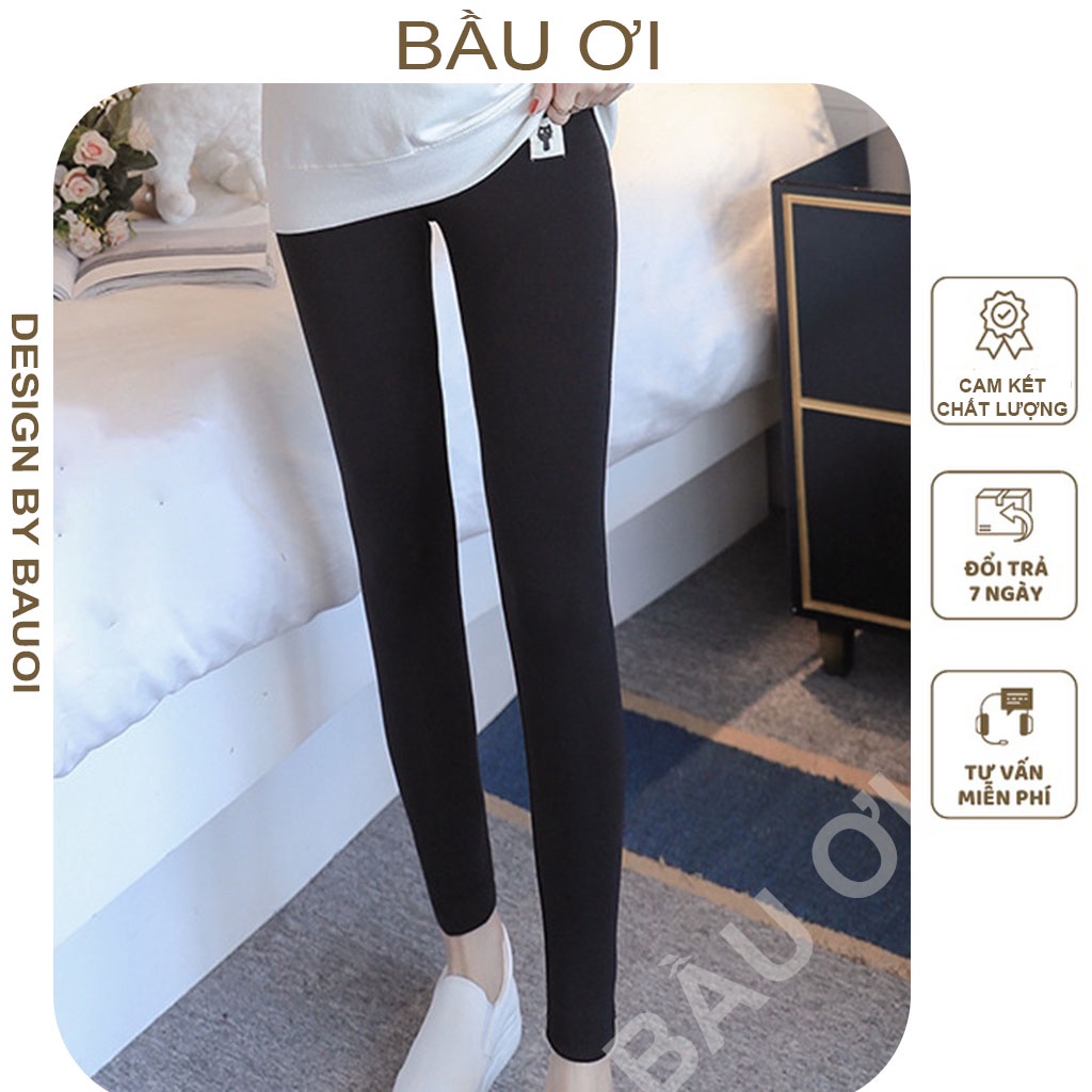 [BAUOII Q08] QUẦN LEGGING BẦU LÓT LÔNG HÌNH MÈO SIÊU ẤM THOÁNG KHÍ TÔN DÁNG CÓ CHUN CHỈNH BỤNG - QUẦN BẦU THU ĐÔNG ĐẸP