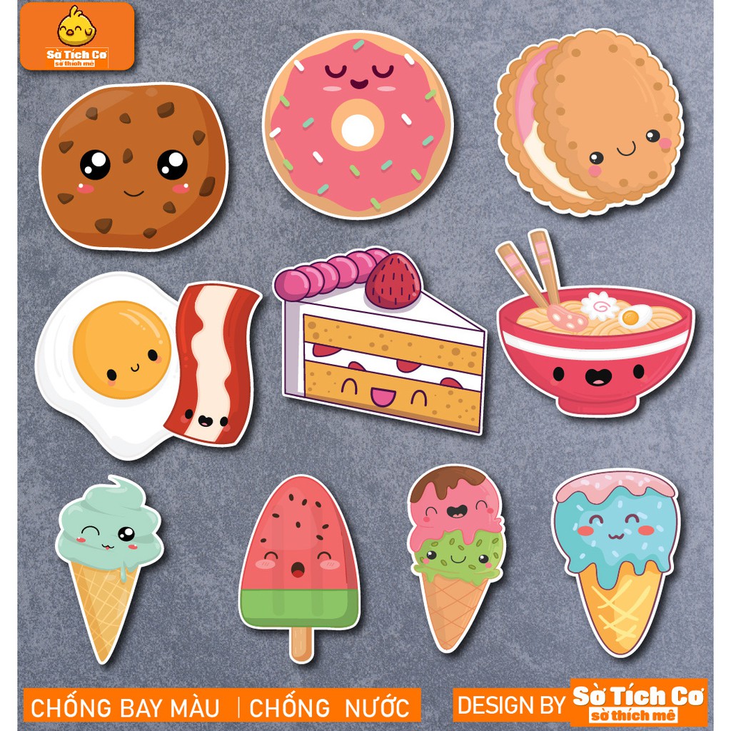 Kawaii Food dán điện thoại, laptop, mũ bảo hiểm, guitar, vali MSP: F01