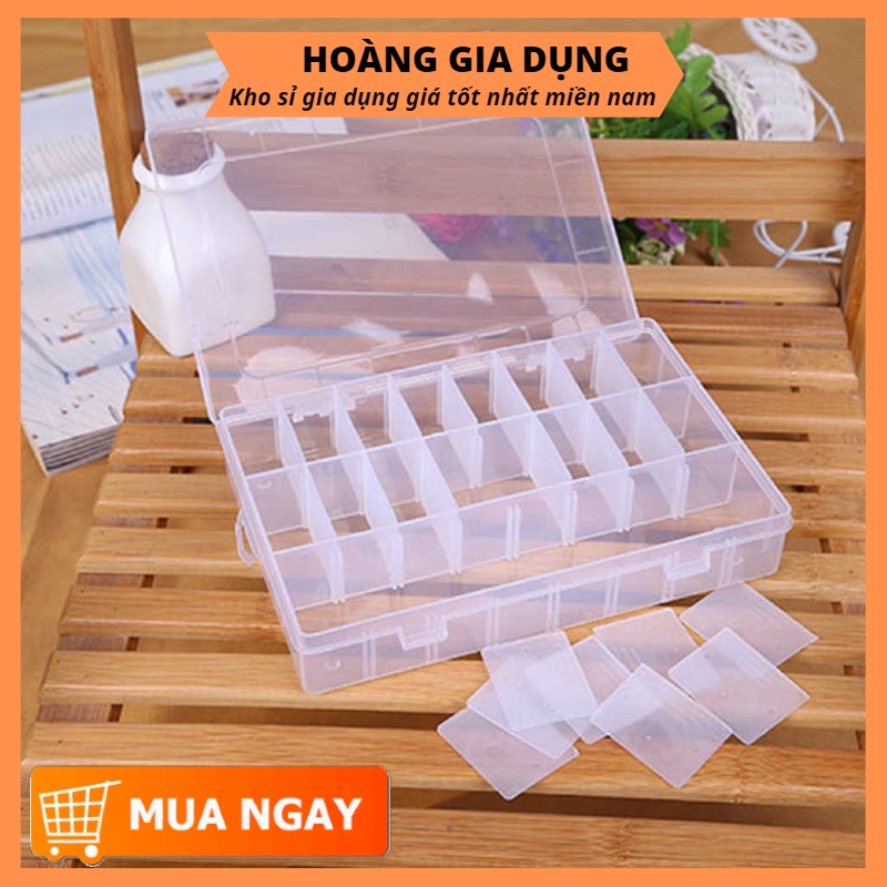 Hộp Đựng Trang Sức 24 Ngăn Mini Trong Suốt Có Thể tháo Ráp Các Ngăn H026