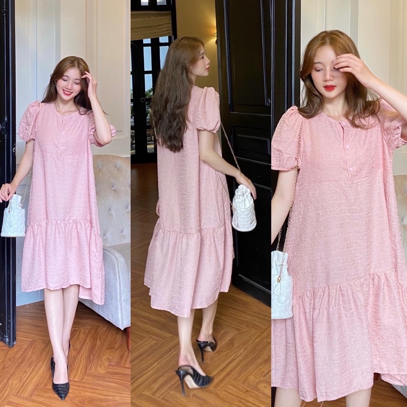 Đầm đuôi cá dáng suông, đầm nhăn đuôi cá