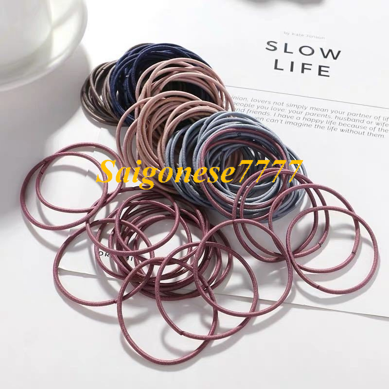 TÚI ZIP 100 THUN CỘT TÓC 5 MÀU THUN BUỘC TÓC TRƠN KIỂU HÀN QUỐC