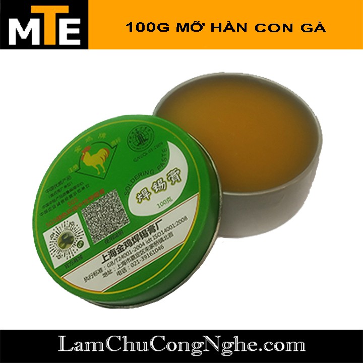 Hộp mỡ hàn thiếc hỗ trợ hàn mạch, phủ thiếc, hàn dây điện ... có tính axit mạnh PASTE 100g hiệu hàn con gà vàng