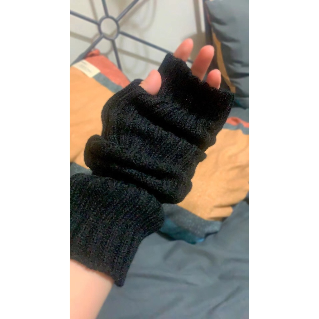 Găng Tay Dệt Kim Hở Ngón Hóa Trang Lolita Y2k