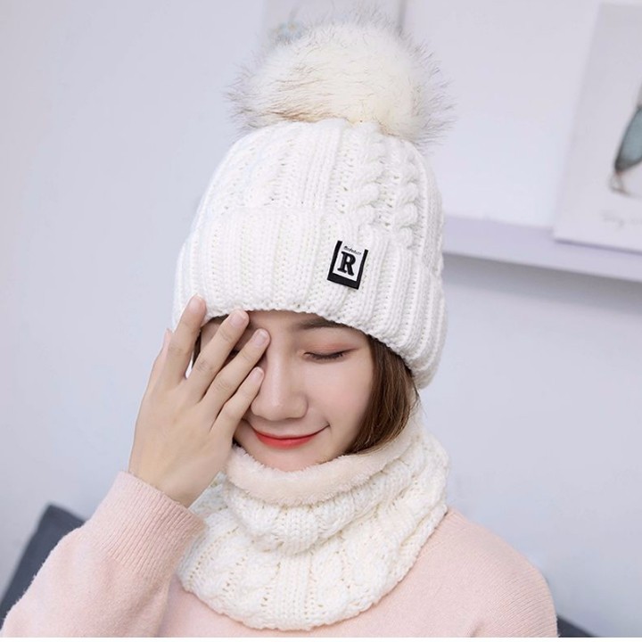 Combo mũ len nữ nón len kèm khăn hàn quốc thời trang chất liệu len cao cấp