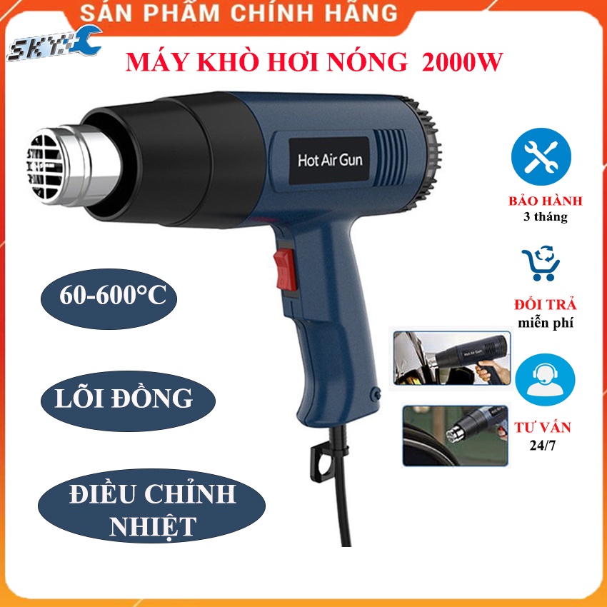 Máy khò nhiệt 2000w, máy thổi hơi nóng, bọc màng co giỏ quà tết, dán decal, đóng seal hộp, có điều chỉnh nhiệt