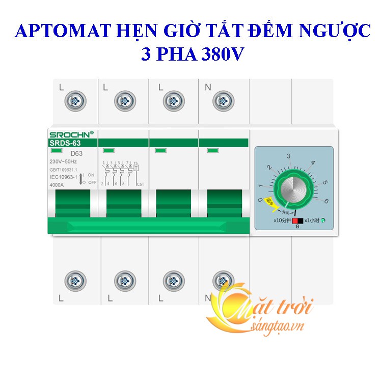 Aptomat hẹn giờ tắt đếm ngược công suất lớn 63A