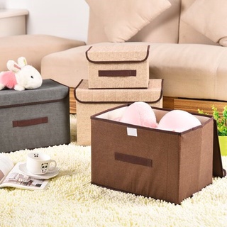 Combo 2 hộp vải đựng quần áo - Hộp túi vải đựng đồ lót - Thùng đựng đồ đa năng có nắp size lớn