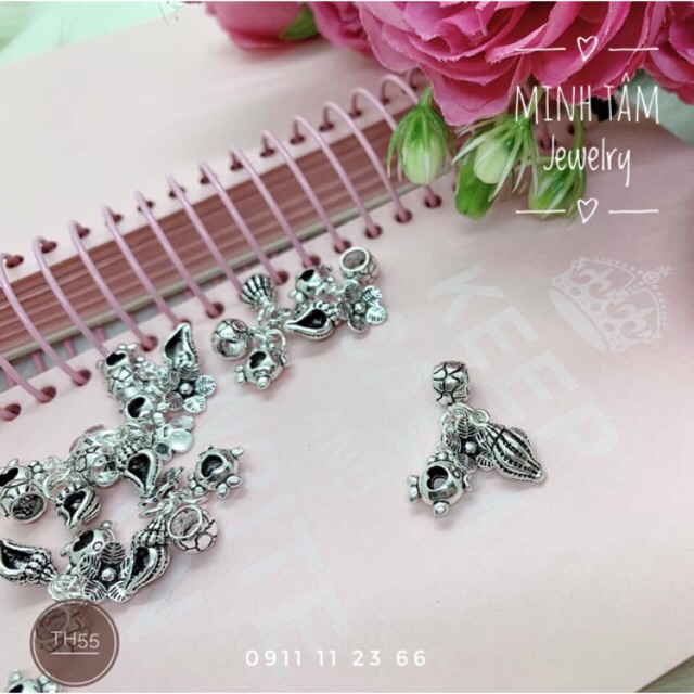 Charm bạc Thái hình Ốc, Hoa,Cá bạc 925 Minh Tâm Jewelry