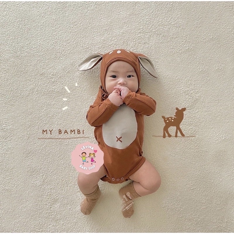 Bộ Áo Liền Quần In Hình Bambi Cho Bé B05