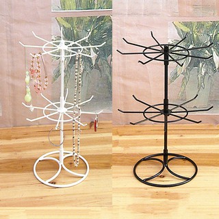 2Tier Holder Round Rotating Necklace Earrings Jewelry Retail Display Stand Rack