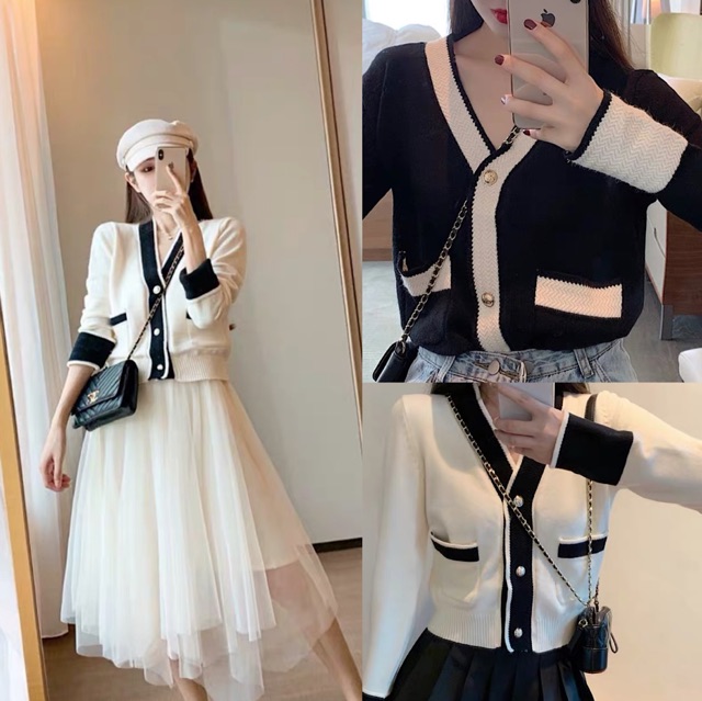 Áo len cổ tim cài khuy 2 túi thời trang hot hit | BigBuy360 - bigbuy360.vn