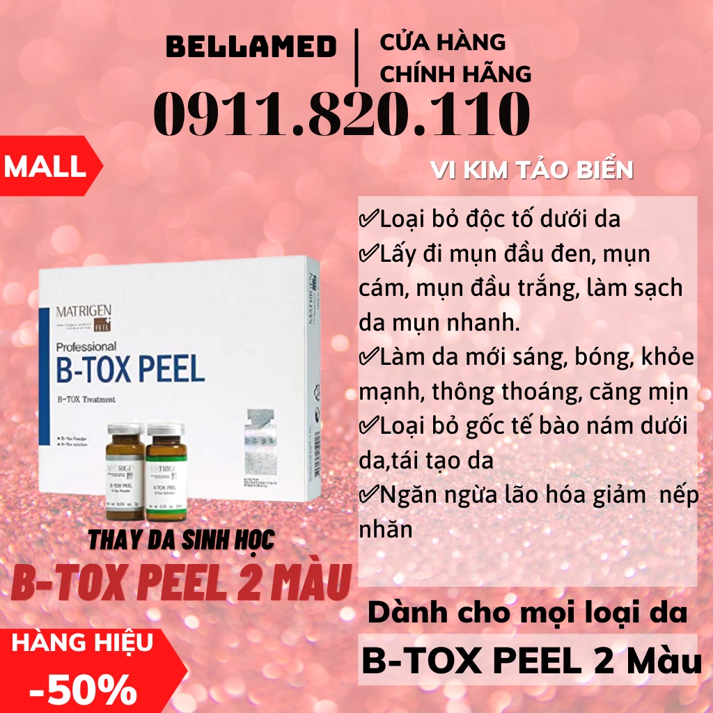 B-TOX PEEL 2 MÀU- 6 lọ Tảo Btox và 6 lọ Nước Hoạt Chất
