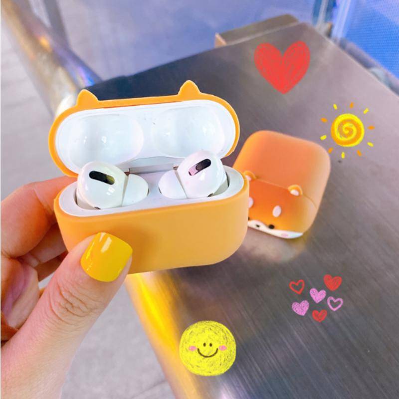 Vỏ bảo vệ hộp sạc tai nghe thích hợp cho Airpods 1 2 3 hình chó corgi husky 3D dễ thương