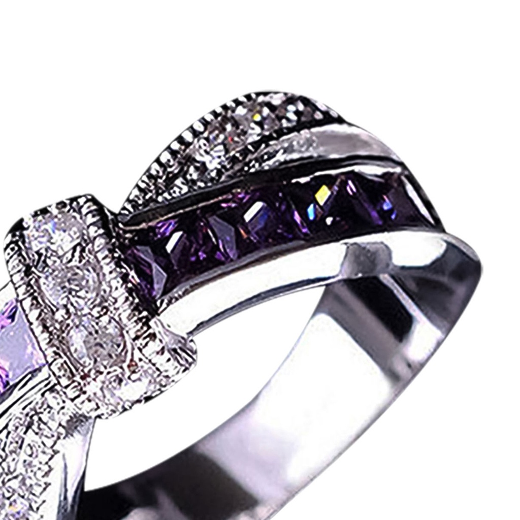 Nhẫn mạ bạc đính đá quý nhân tạo tím độc đáo cá tính dành cho nữ