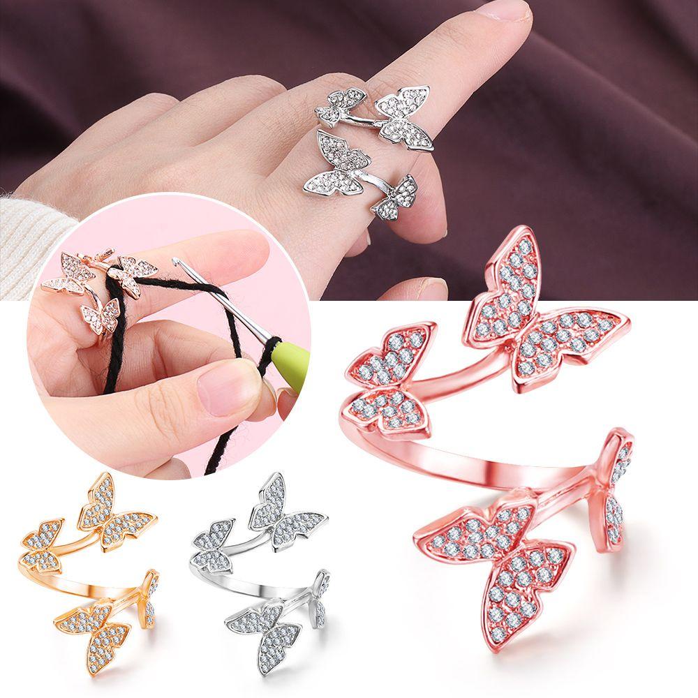 SUSANS Nhẫn Đeo Ngón Tay Đan Len Hình Bướm Xinh Xắn