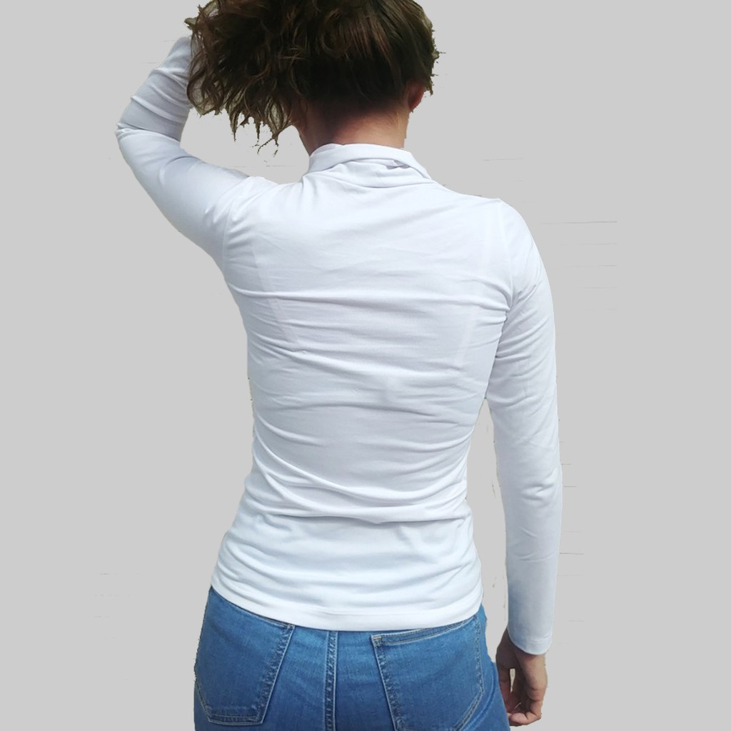 Áo cổ lọ nữ tay dài dáng ôm màu đen trắng, Dáng ôm Chất COTTON cao cấp co giãn thấm hút mồ hôi tốt T14