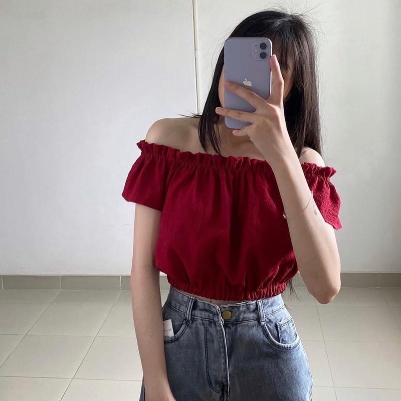 Áo bẹt vai bèo phong cách Hàn Quốc Đen Clothing