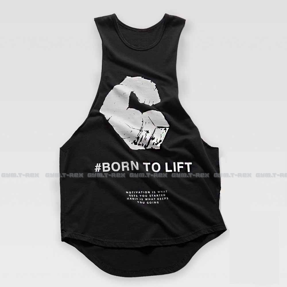 Áo tanktop tập gym nam vạt bầu BORN SP122, Áo ba lỗ gym thun cotton siêu mát [Gym T-Rex]