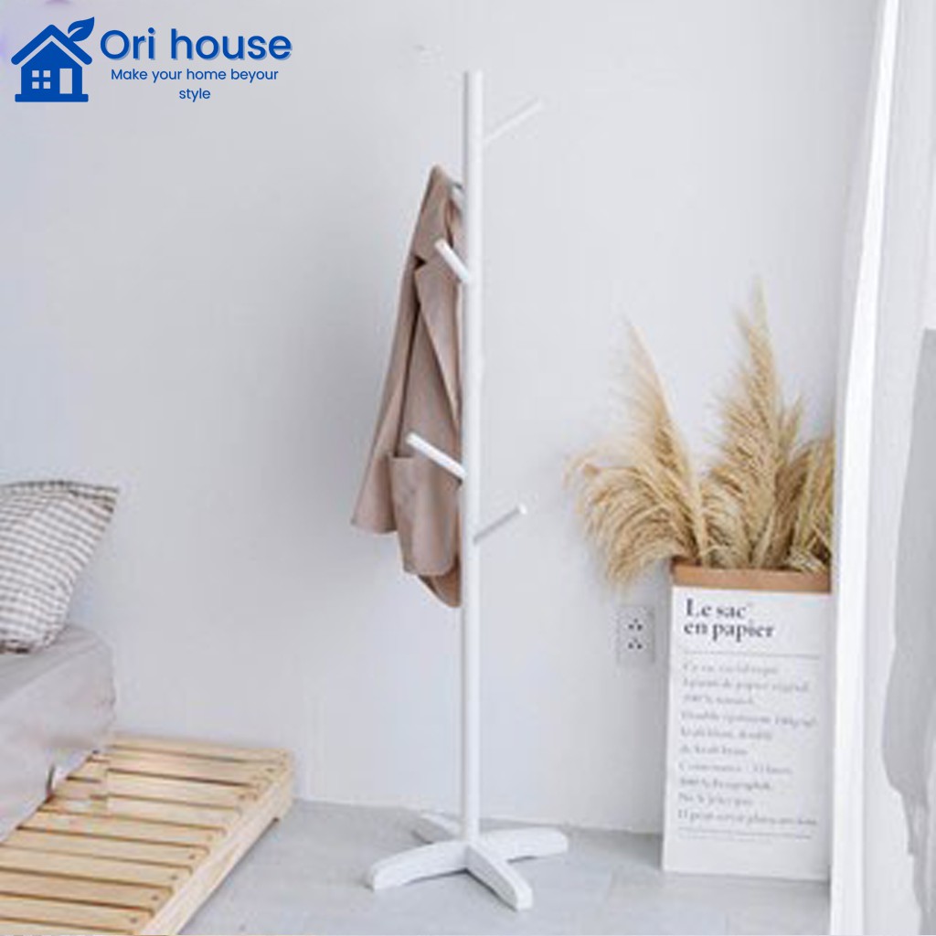 Cây treo quần áo đứng bằng gỗ màu trắng OLIVING HOUSE - Standing Hanger - W