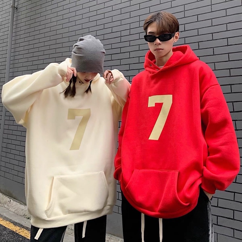 áo hoodie cặp vải nỉ in 7 oversize [ Hình thật 100% ở cuối ]