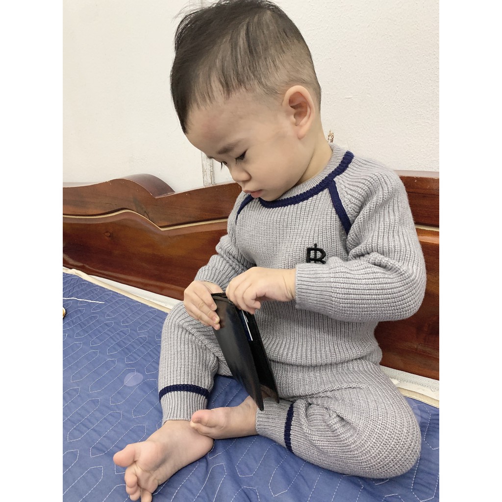 Bộ Len Dày Mùa Đông Cho Bé Hàng Quảng Châu size 0-3 tuổi